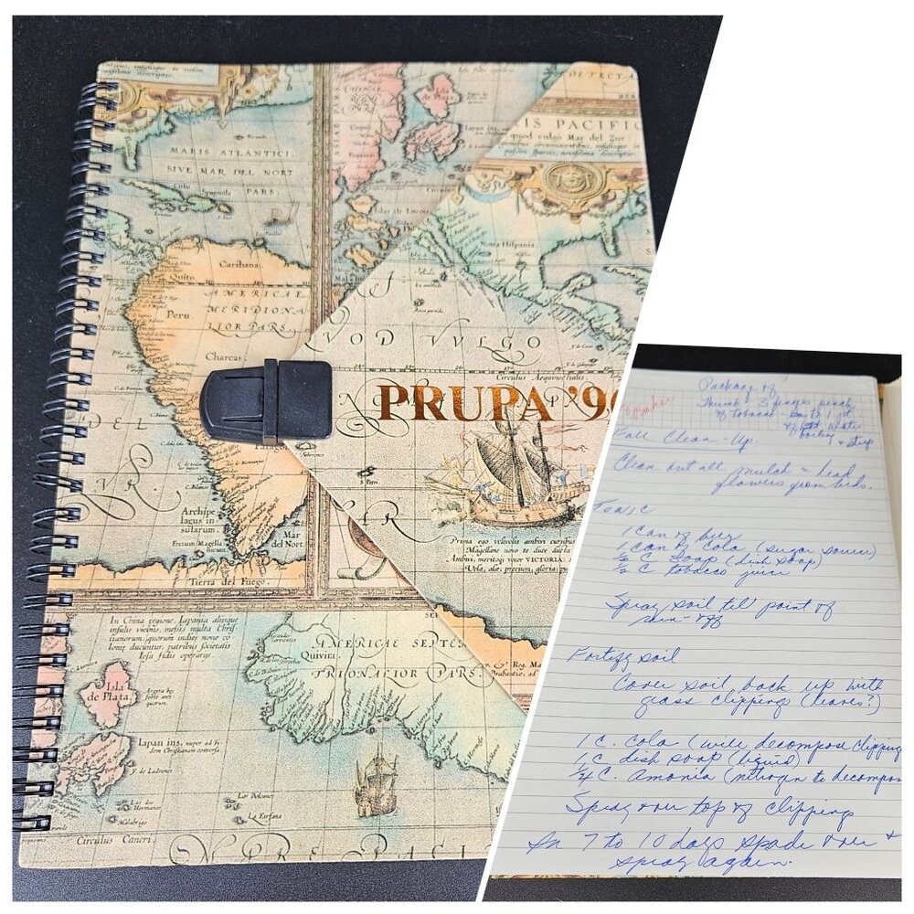 Spiral Garden Notebook Journal Diary Written Notes Blank Grid PRUPA 96 World Map